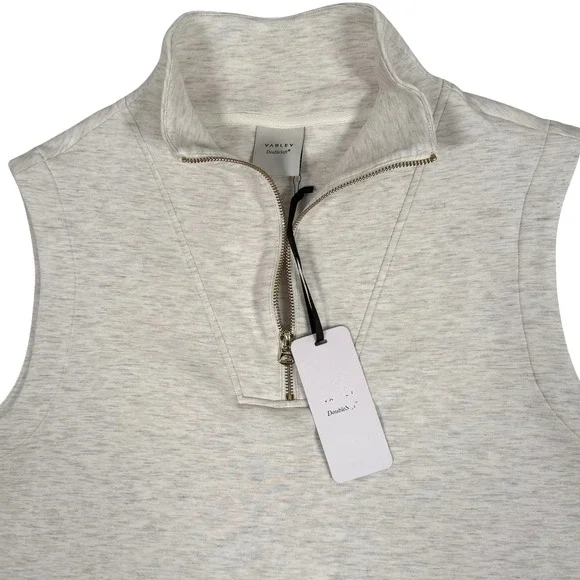 Varley Magnolia Half Zip Tank 2.0 Women Large Ivory Marl DoubleSoft New - Picture 3 of 11